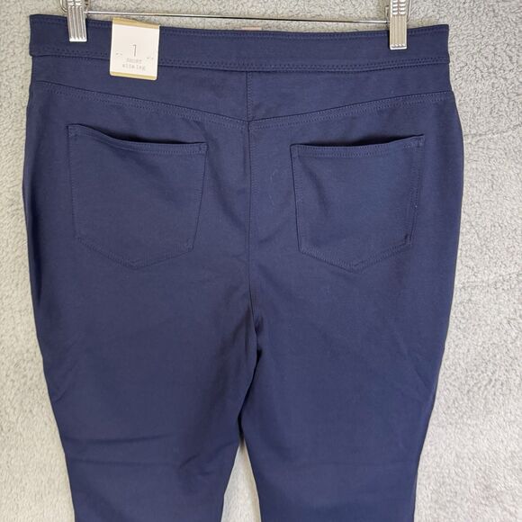 S Chicos Pants Womens 1 Short US 8 Navy Blue Ponte Slim Ankle Pull On NWT - Picture 9 of 12